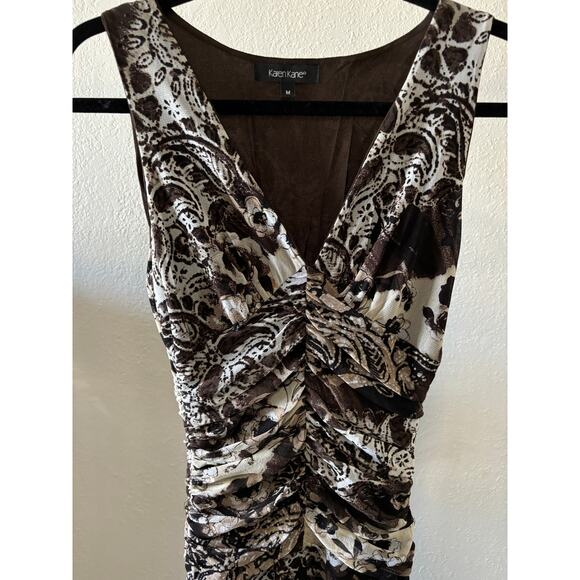 Vintage Karen Kane Mesh Midi Dress Ruched Waist Womens Size Medium Whimsigoth - Picture 2 of 5